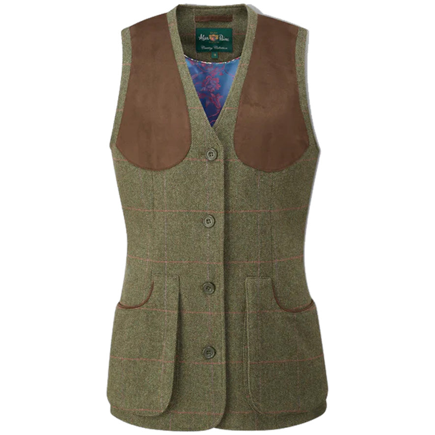 Alan Paine Combrook Ladies Tweed Shooting Waistcoat- Heath