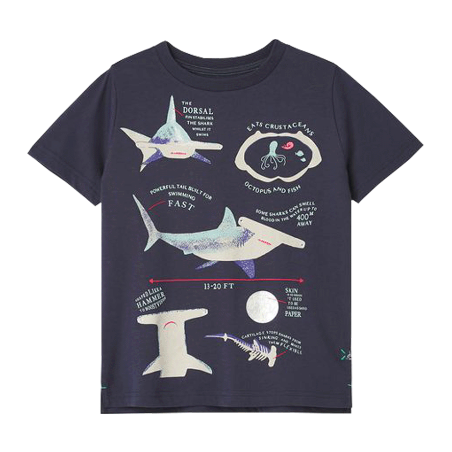 Joules Ben T-Shirt - Navy Sharks