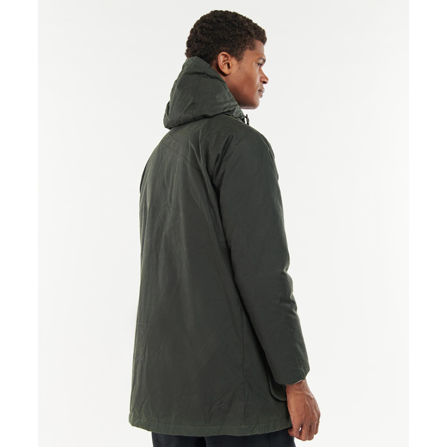 Barbour Hooded Beaufort Wax Jacket - Sage/Olive Night