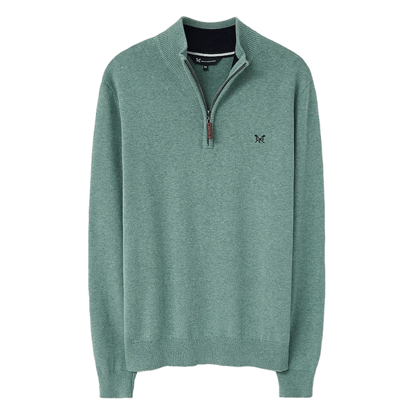 Crew Clothing Classic 1/2 Zip Knit Jumper- Sea Green Marl